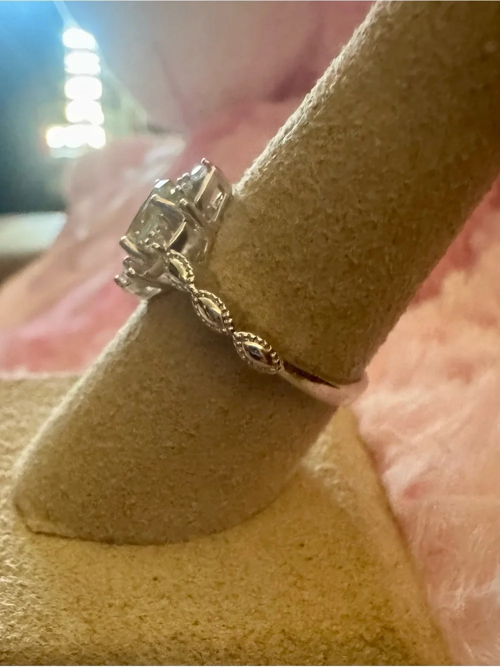Moissanite Silver Ring with Mystic Oval Stone and Clear Accents - Women Jewelry